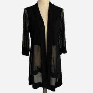 Melanie Lyne Long Line Open Jacket Kimono Medium Mesh Black Formal‎